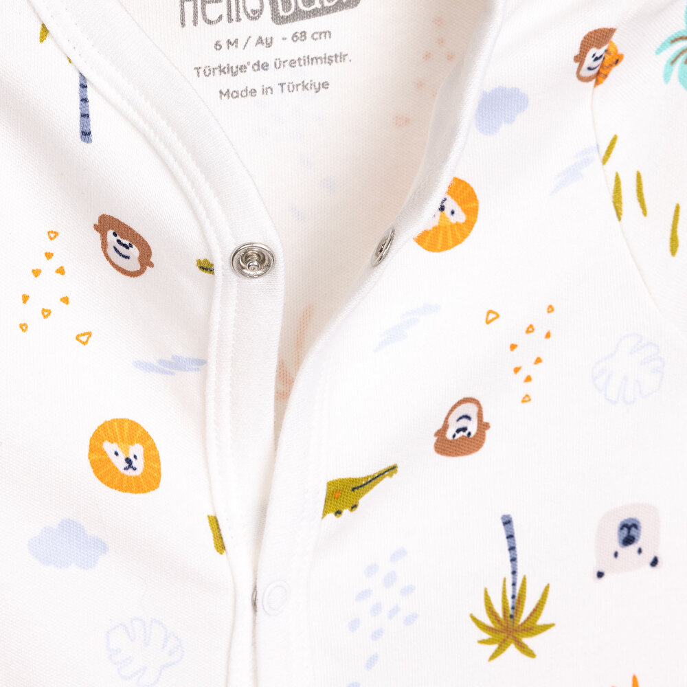 Yenidoğan Hayvanlar Baskılı Erkek Tulum-Şapka Erkek Bebek