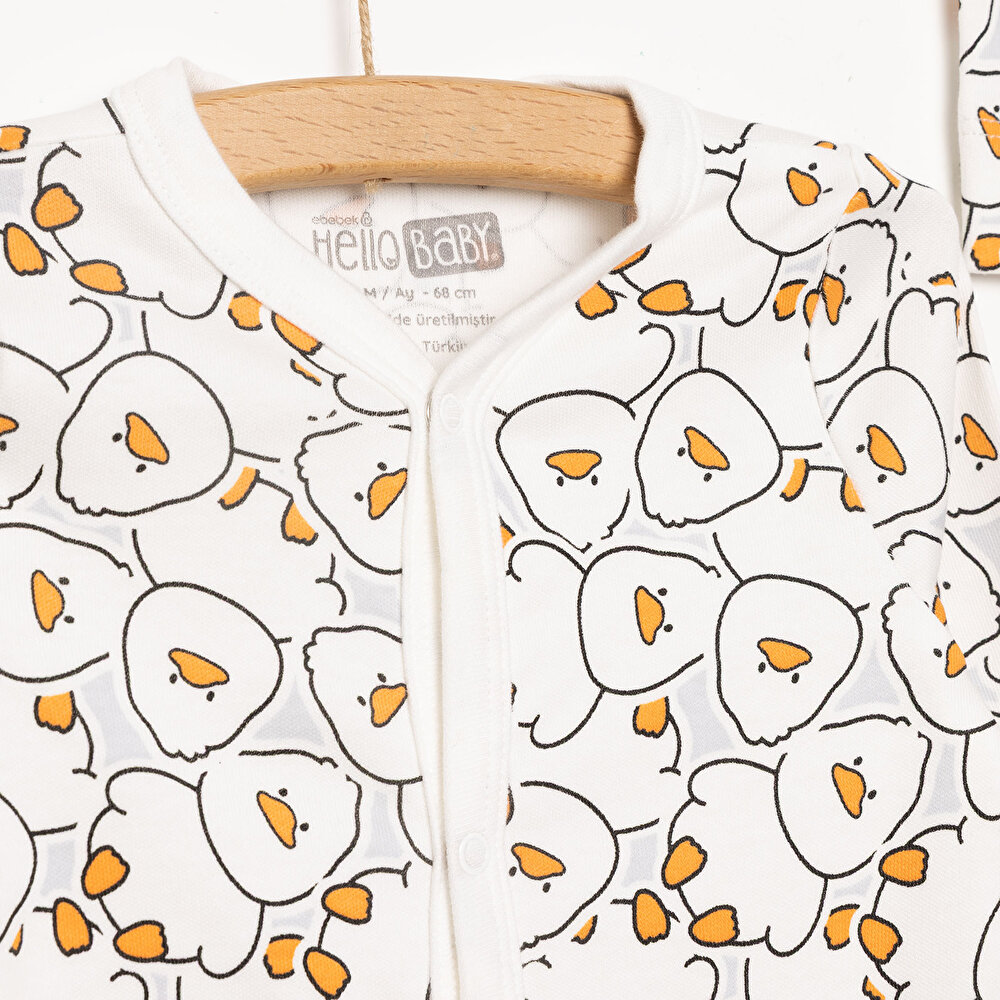 Yenidoğan Hayvanlar Baskılı Kız Tulum-Şapka Kız Bebek