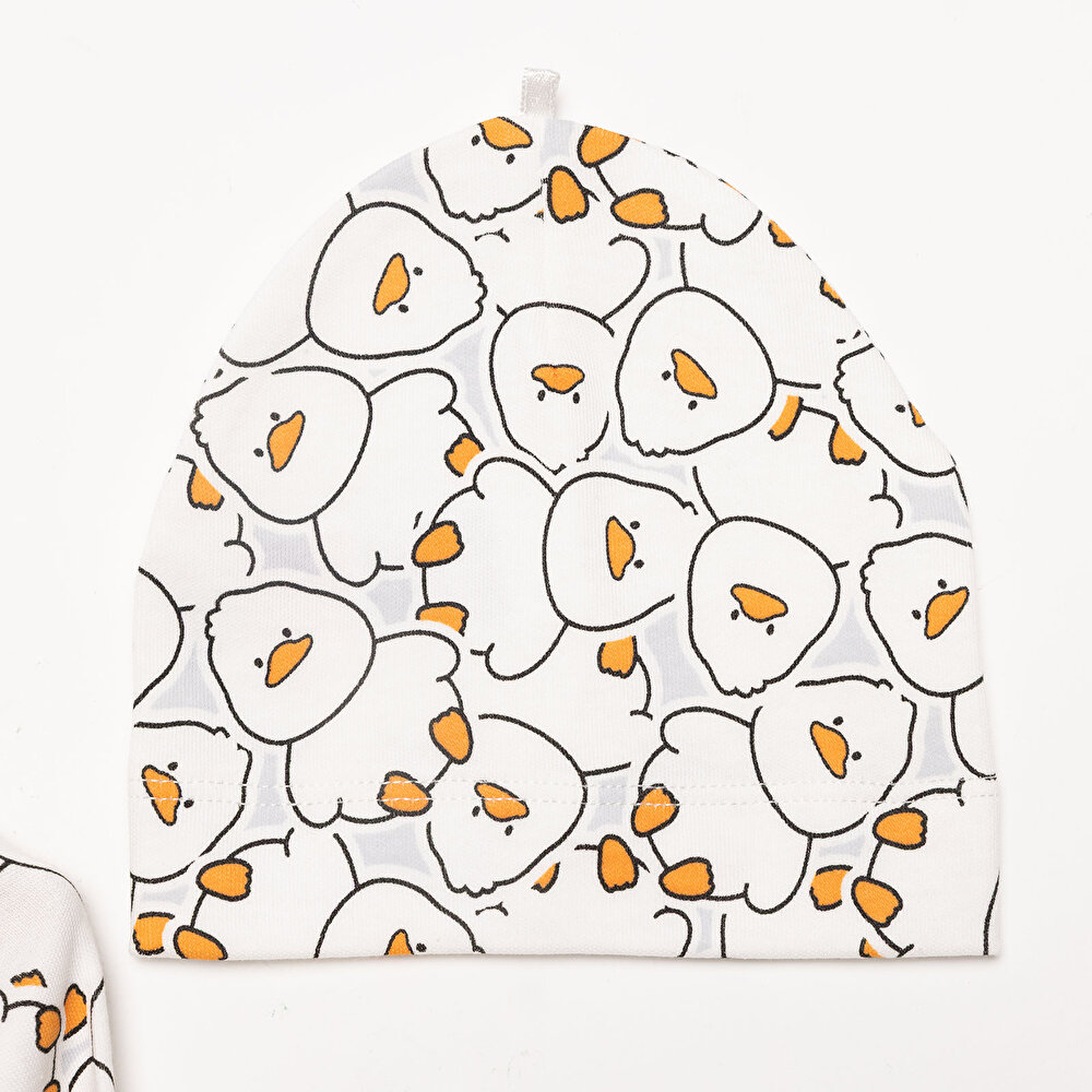 Yenidoğan Hayvanlar Baskılı Kız Tulum-Şapka Kız Bebek