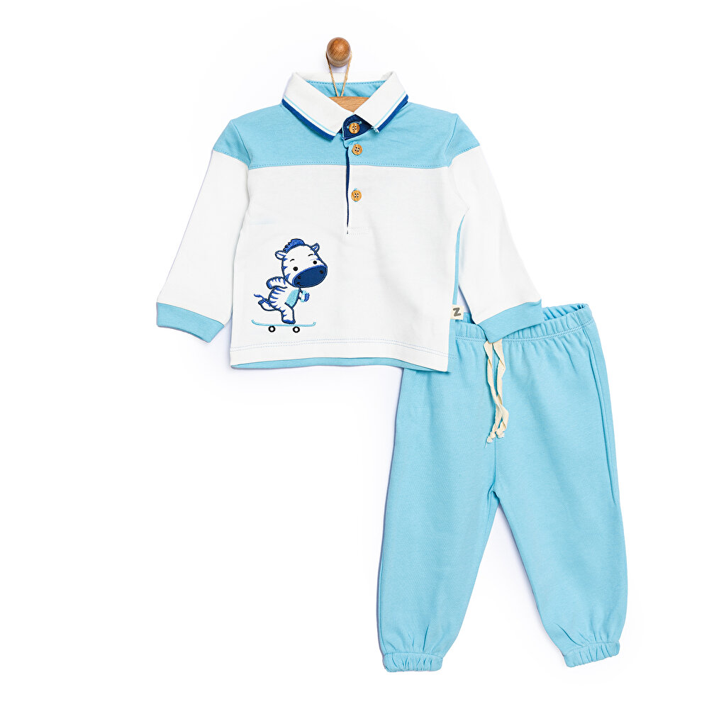 Yenidoğan İnek Baskılı Erkek Sweatshirt Patiksiz Alt 2'li takım Erkek Bebek