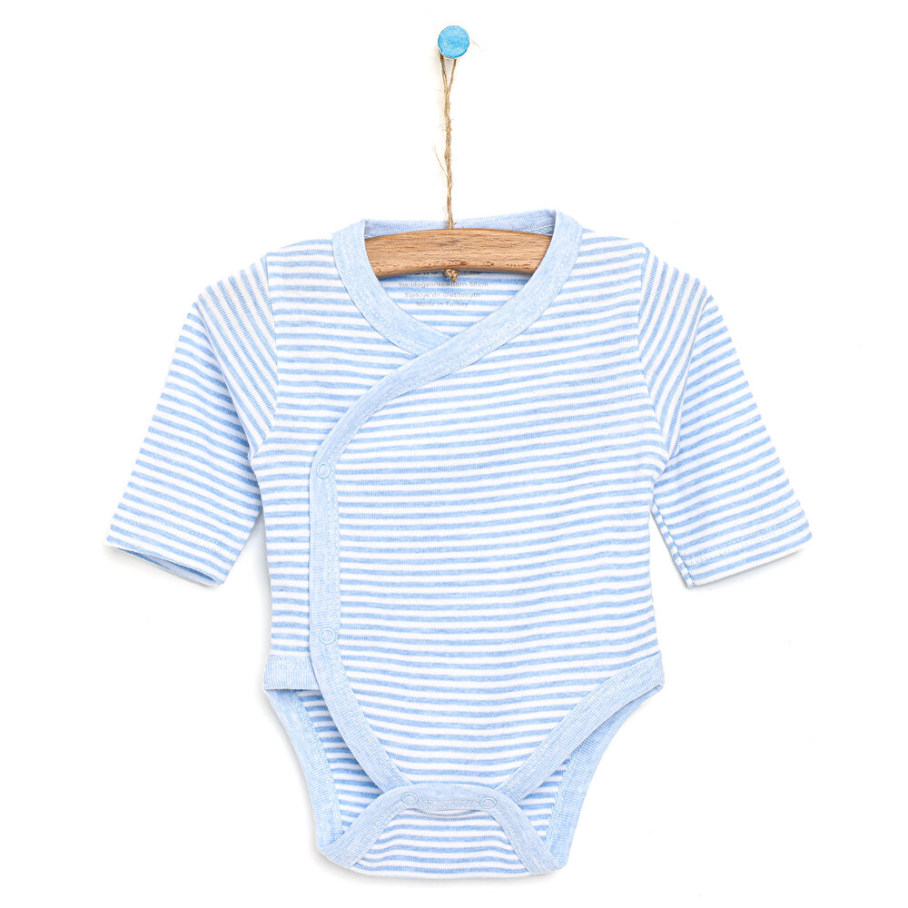 Yenidoğan İpliği Boyalı Çizgili Uzun Kol Zıbın Body Unisex