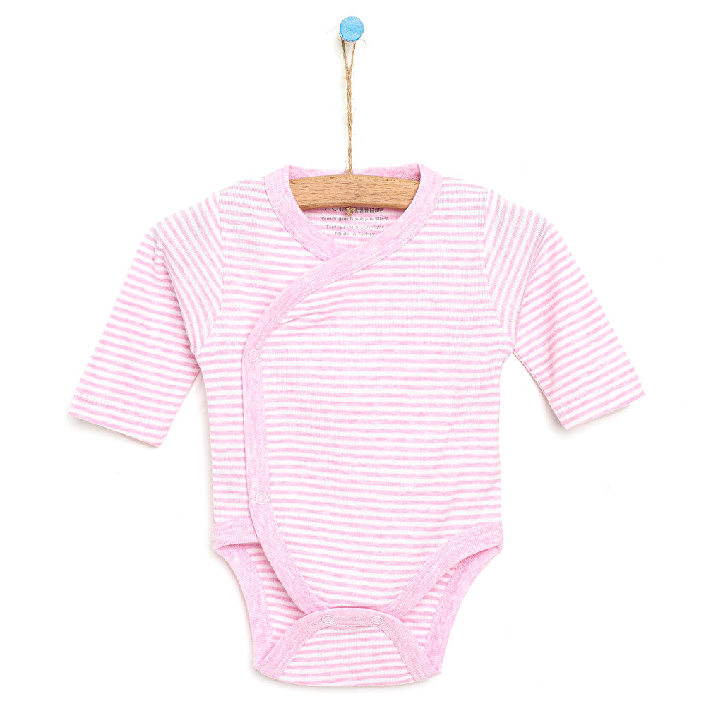 Yenidoğan İpliği Boyalı Çizgili Uzun Kol Zıbın Body Unisex
