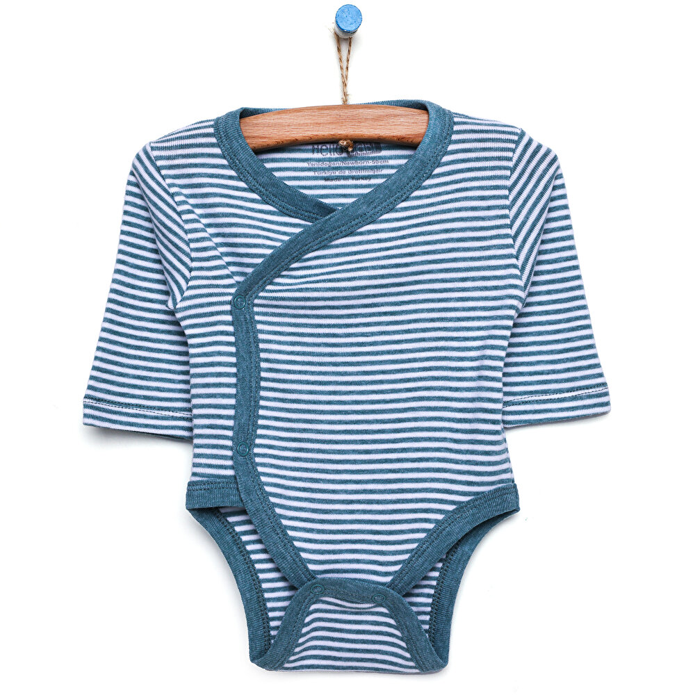Yenidoğan İpliği Boyalı Çizgili Uzun Kol Zıbın Body Unisex
