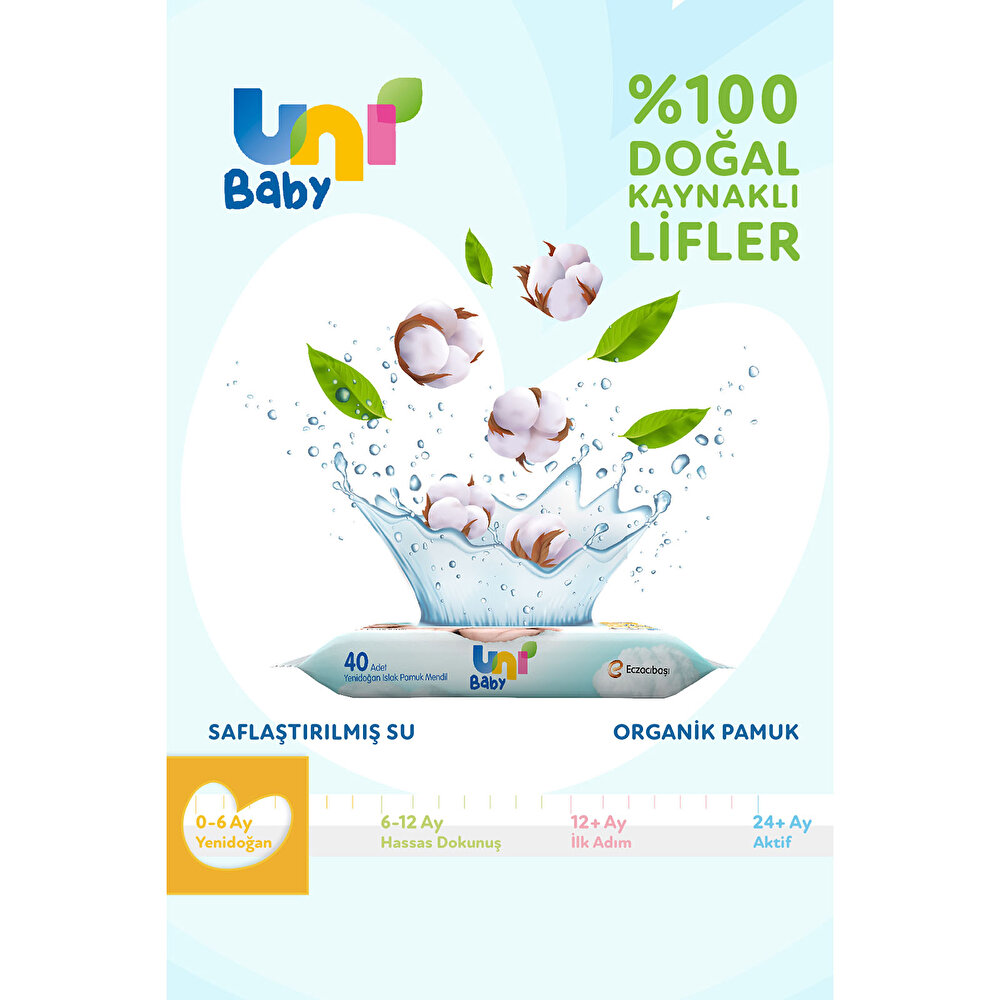 Yenidoğan Bebek Islak Mendil 0-6 Ay 3x40 Adet