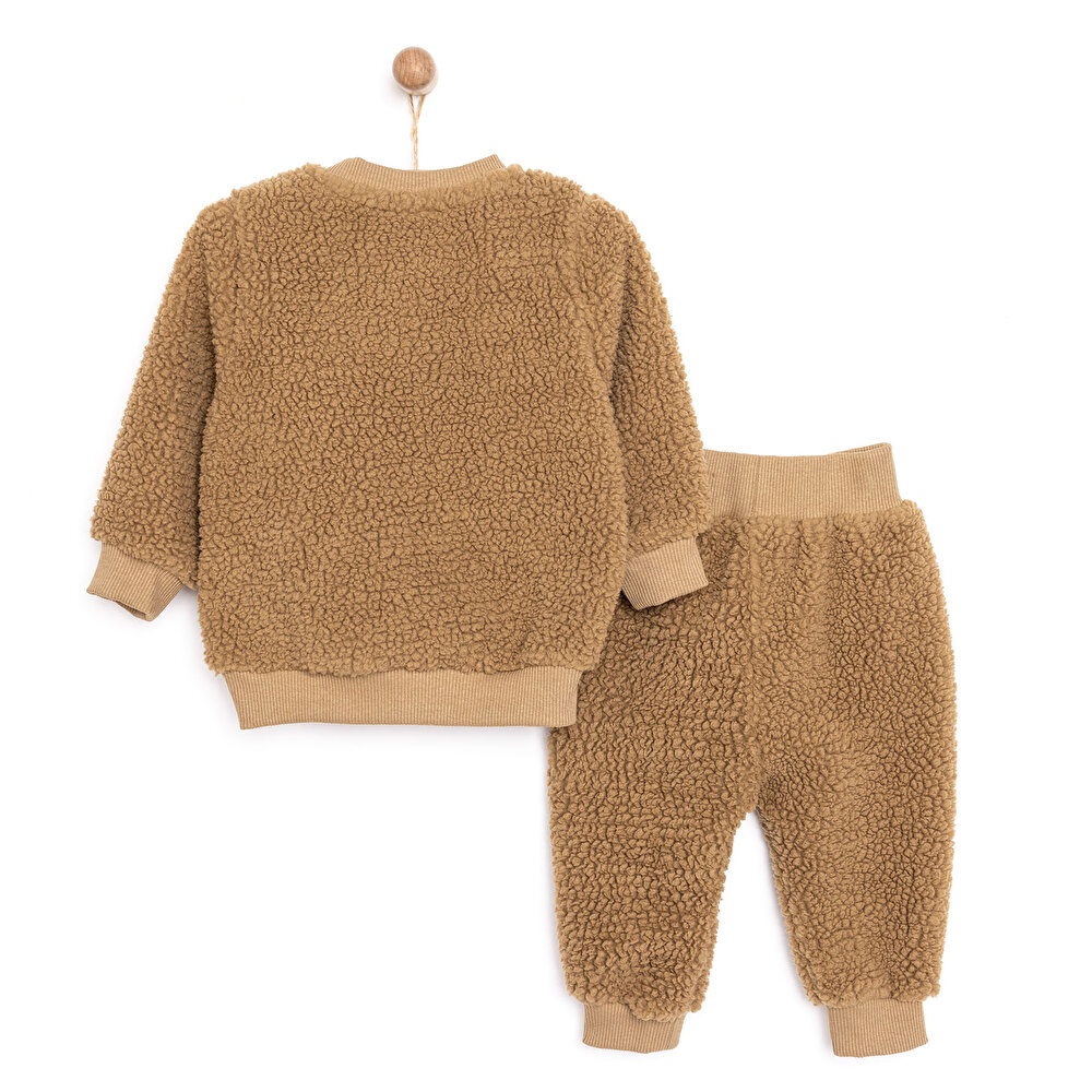 Yenidoğan Kadife Sweatshirt-Patiksiz Alt 2li Takım Erkek Bebek