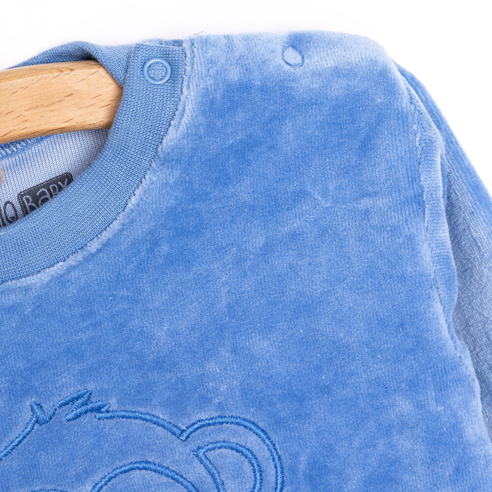 Yenidoğan Kadife Tshirt-Patikli Alt Erkek Bebek