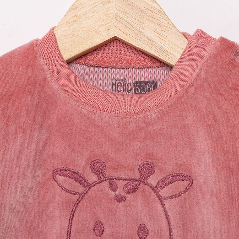 Yenidoğan Kadife Tshirt-Patikli Alt Kız Bebek