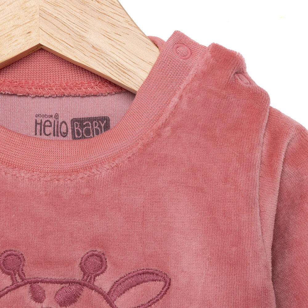 Yenidoğan Kadife Tshirt-Patikli Alt Kız Bebek