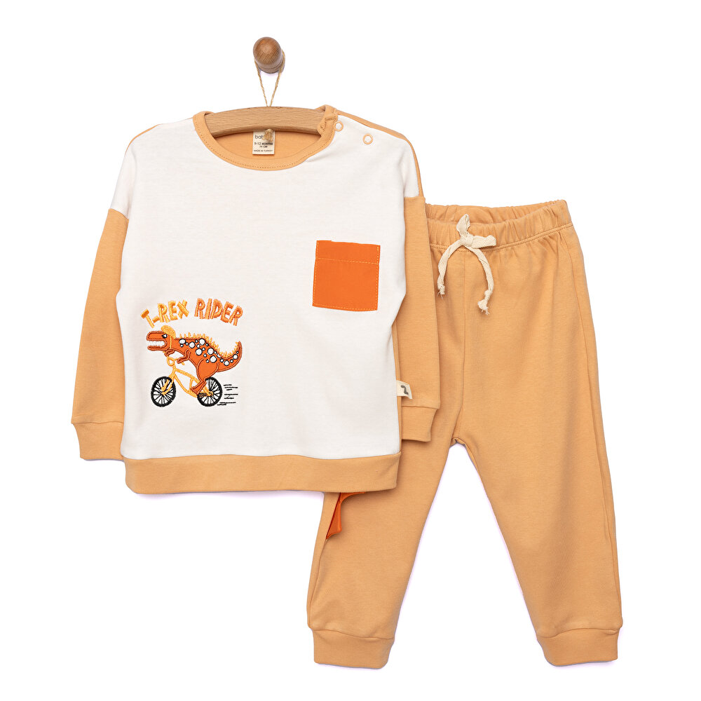 Yenidoğan Kalp Baskılı Sweatshirt Patiksiz Alt 2'li takım Erkek Bebek