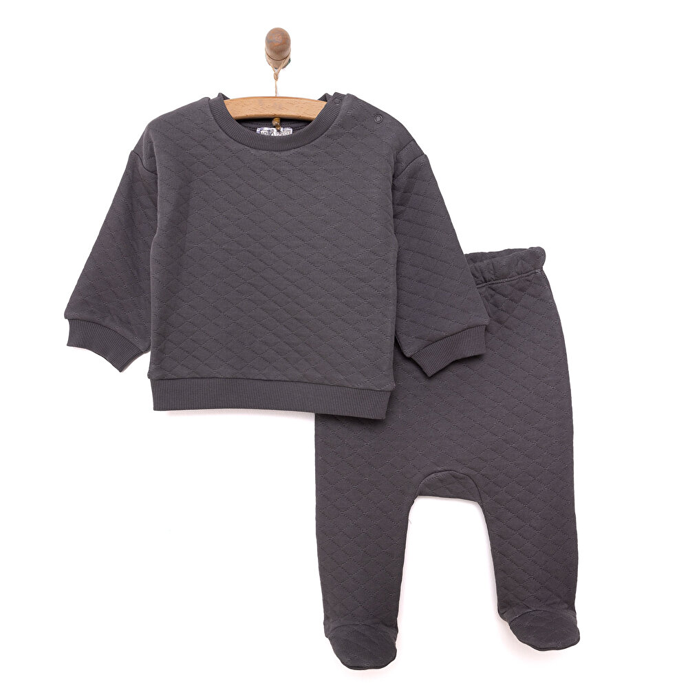 Yenidoğan Kapitone Sweatshirt-Patikli Alt 2li Takım Unisex