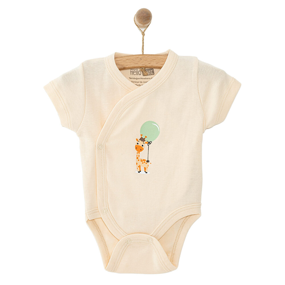 Unisex Yenidoğan Zıbın Body Ribana Çıtçıtlı Yaka Kısa Kol