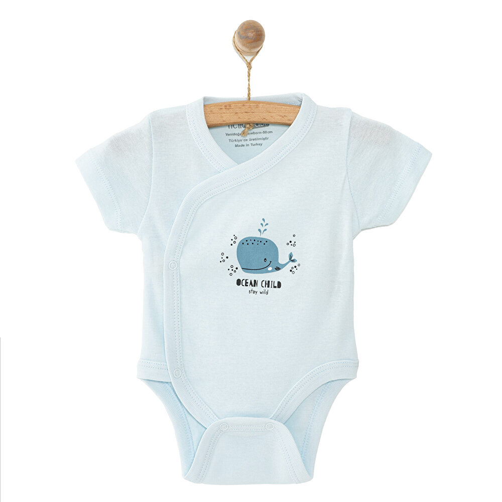 Unisex Yenidoğan Zıbın Body Ribana Çıtçıtlı Yaka Kısa Kol