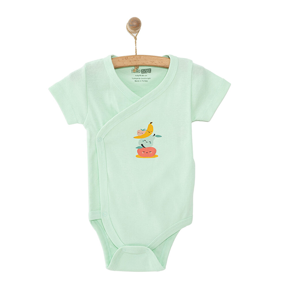 Unisex Yenidoğan Zıbın Body Ribana Çıtçıtlı Yaka Kısa Kol