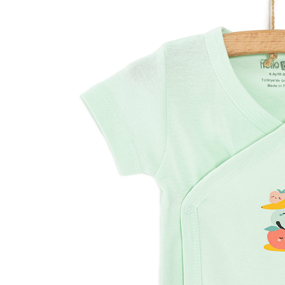 Unisex Yenidoğan Zıbın Body Ribana Çıtçıtlı Yaka Kısa Kol