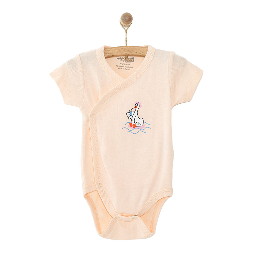 Unisex Yenidoğan Zıbın Body Ribana Çıtçıtlı Yaka Kısa Kol