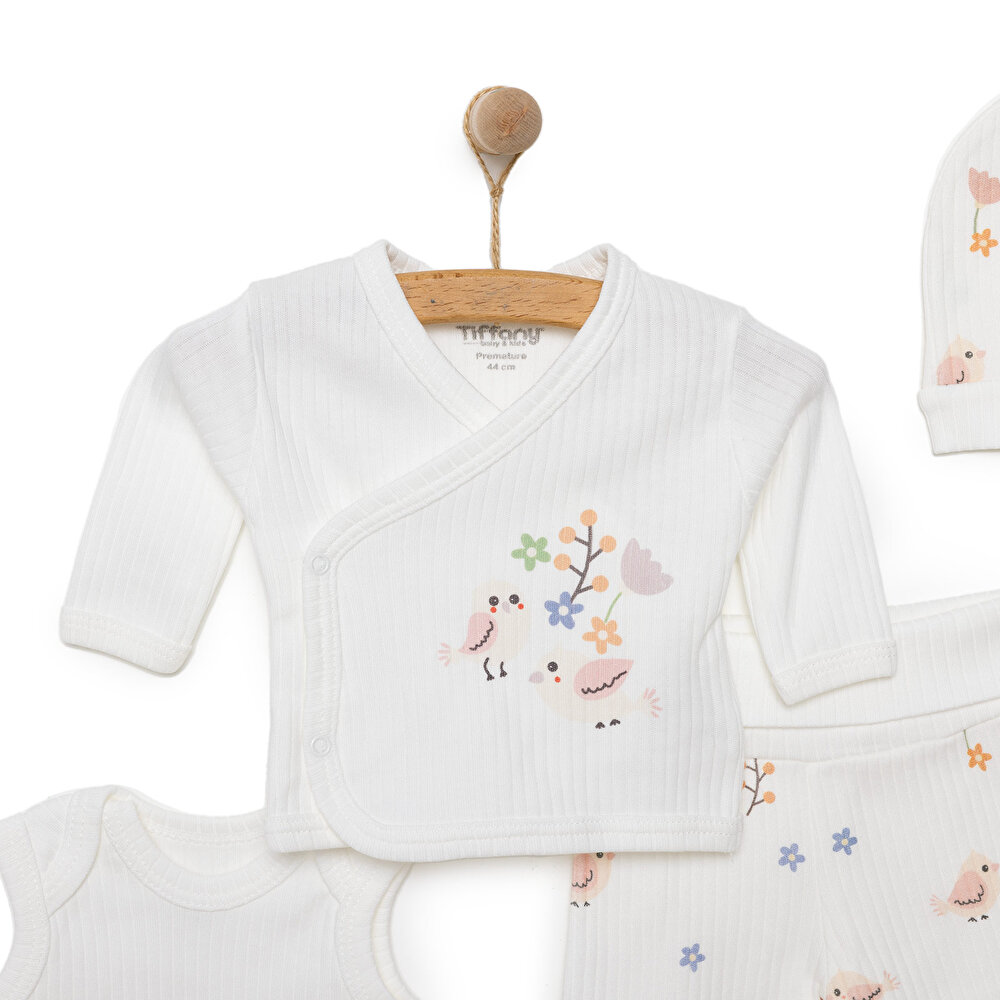 Yenidoğan Kız Kuş Desenli Prematüre Set Kız Bebek