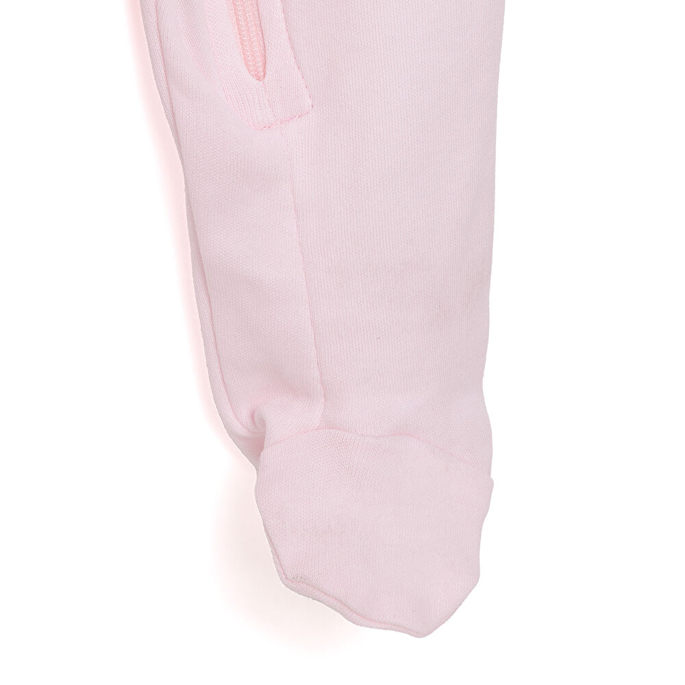 Kız Bebek Yenidoğan 2'li Patikli Tulum %100 Pamuk Fermuarlı Bisiklet Yaka Uzun Kol Ekru