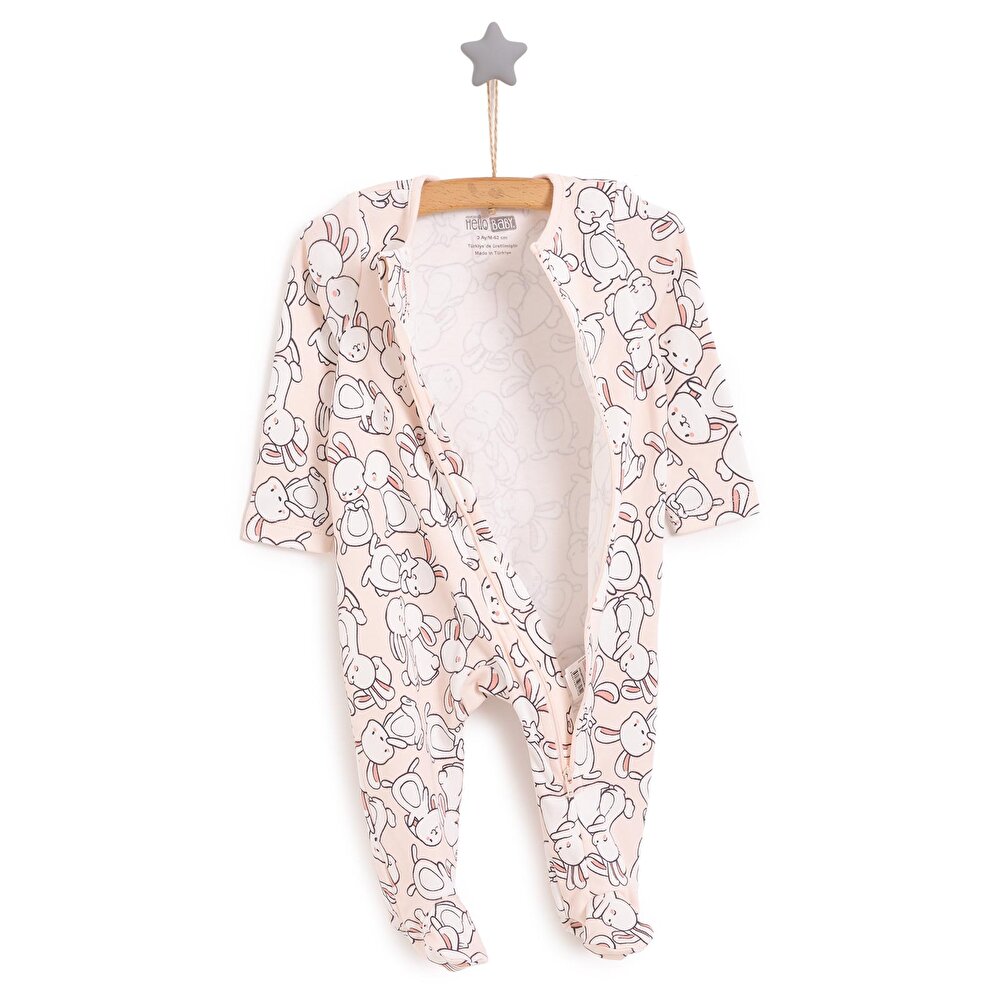 Kız Bebek Yenidoğan Patikli Tulum %100 Pamuk Fermuarlı Pembe
