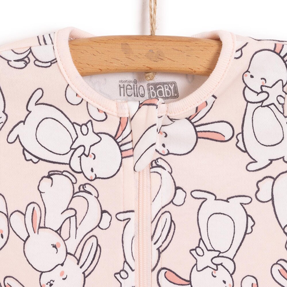 Kız Bebek Yenidoğan Patikli Tulum %100 Pamuk Fermuarlı Pembe