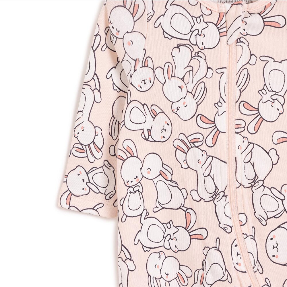 Kız Bebek Yenidoğan Patikli Tulum %100 Pamuk Fermuarlı Pembe