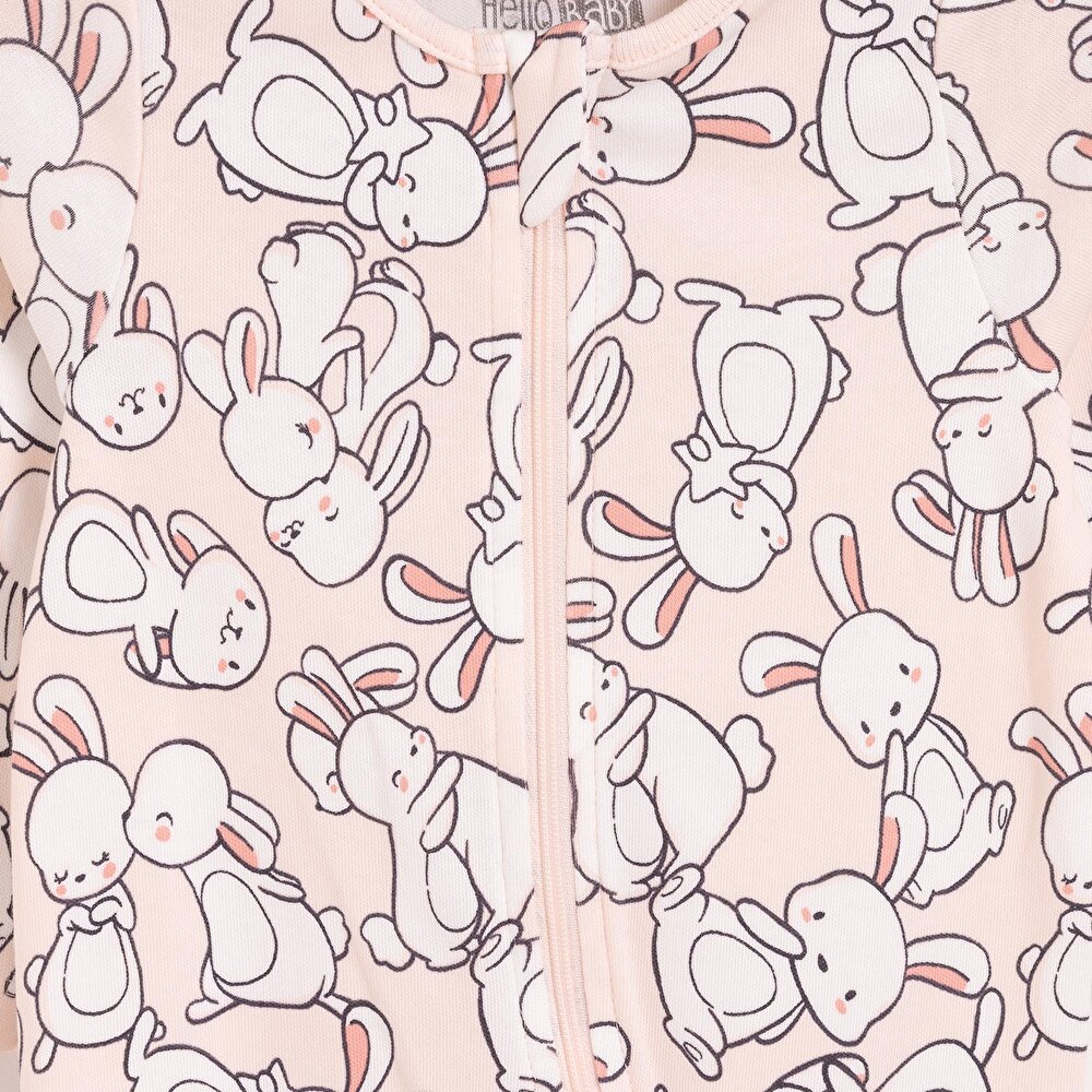 Kız Bebek Yenidoğan Patikli Tulum %100 Pamuk Fermuarlı Pembe