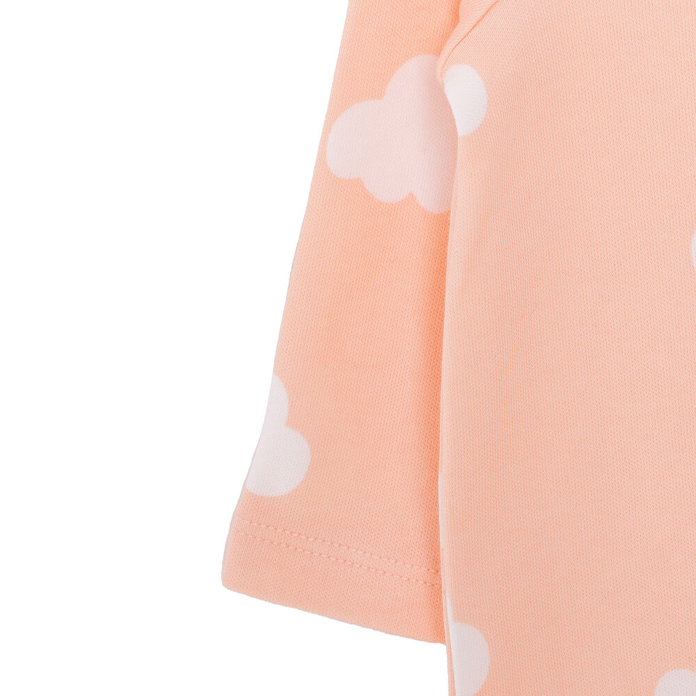 Kız Bebek Yenidoğan Patikli Tulum %100 Pamuk Fermuarlı Bulut Desenli Fermuarlı Bisiklet Yaka Uzun