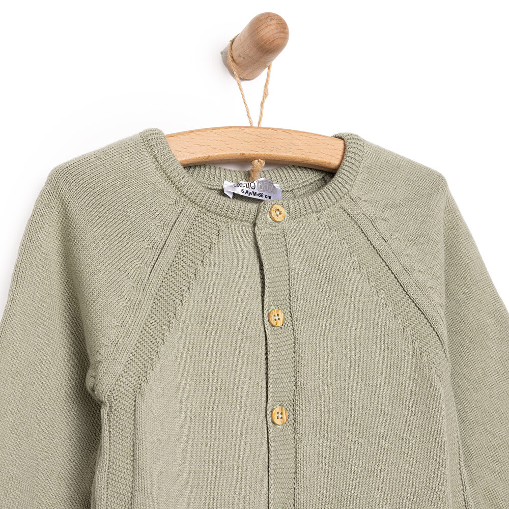 Erkek Bebek Yenidoğan Triko Patiksiz Tulum Düğmeli Yeşil