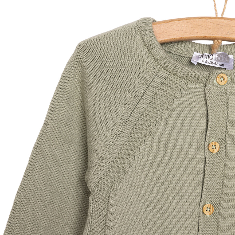 Erkek Bebek Yenidoğan Triko Patiksiz Tulum Düğmeli Yeşil