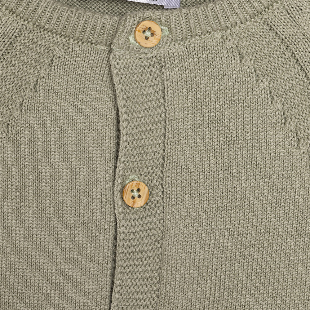 Erkek Bebek Yenidoğan Triko Patiksiz Tulum Düğmeli Yeşil