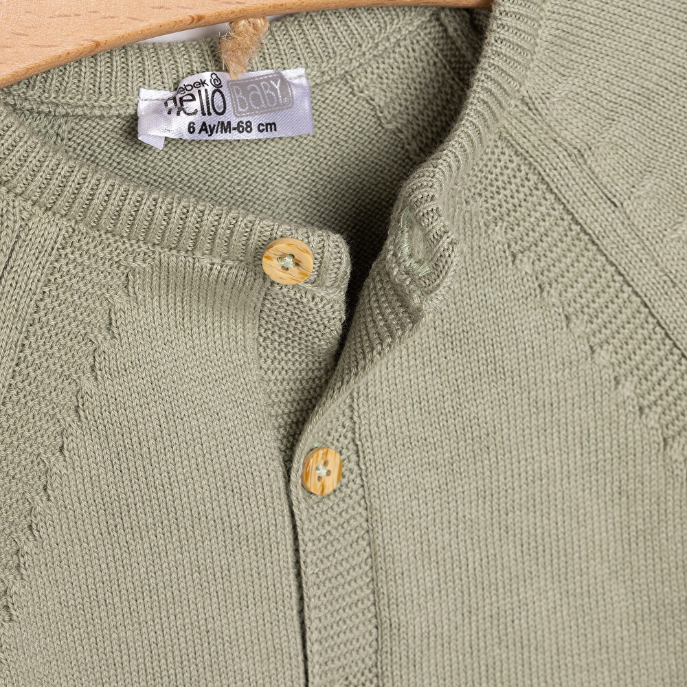 Erkek Bebek Yenidoğan Triko Patiksiz Tulum Düğmeli Yeşil
