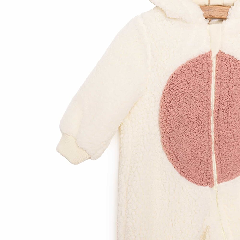 Kız Bebek Yenidoğan Tulum Wellsoft Örme Fermuarlı Uzun Kol Patikli Ekru