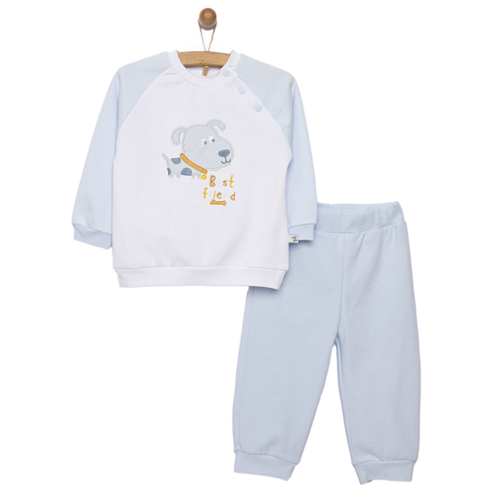 Yenidoğan Köpek Baskılı Erkek Sweatshirt Patiksiz Alt 2'li takım Erkek Bebek