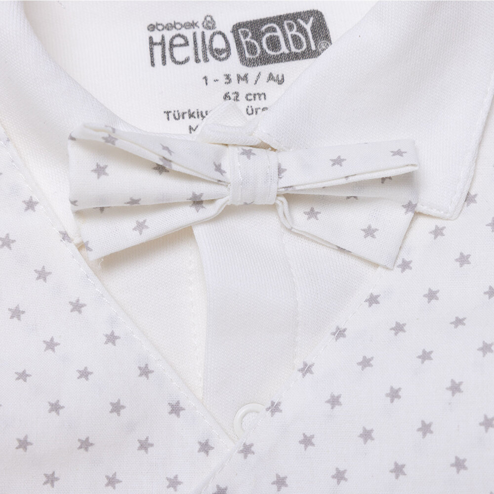 Erkek Bebek Yenidoğan Mevlüt Kıyafeti Gabardin Kapüşonlu Uzun Kol Patikli Paça