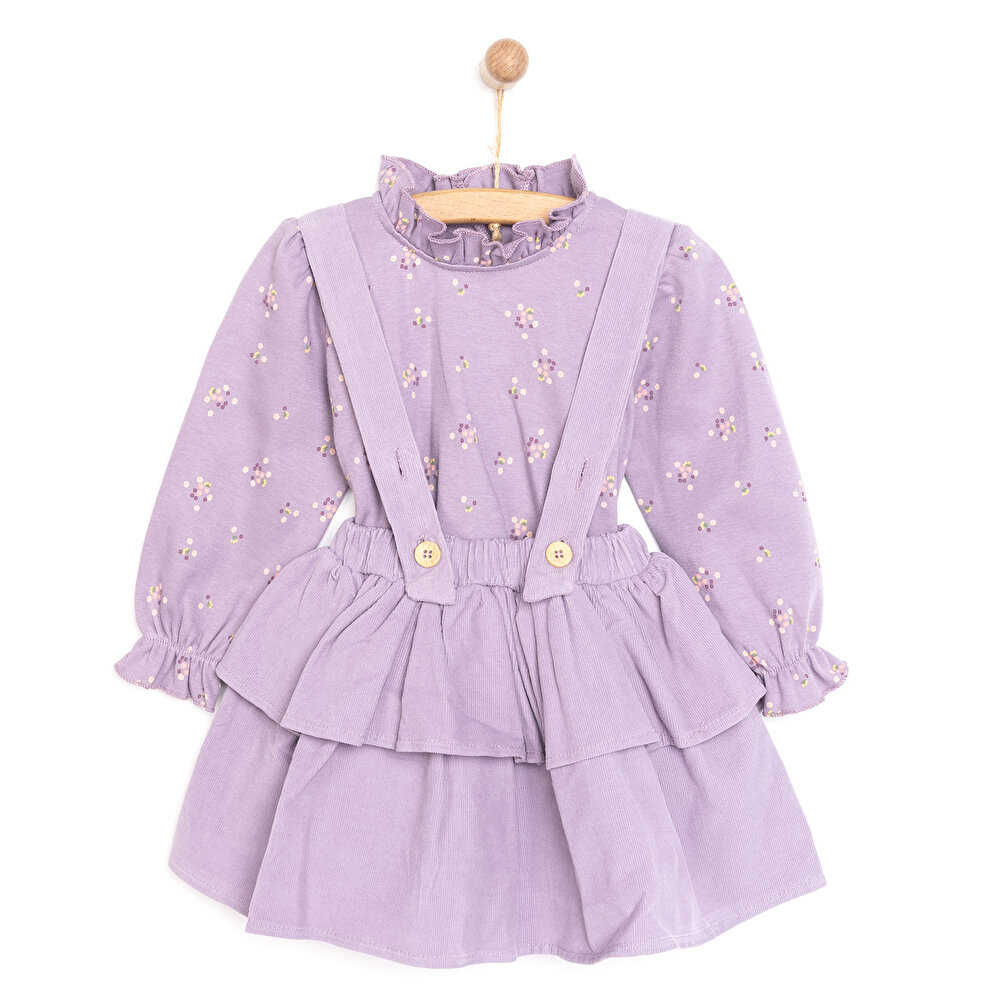 Yenidoğan Mini Flowers Kadife Jile-Sweatshirt-Külotlu Çorap Kız Bebek