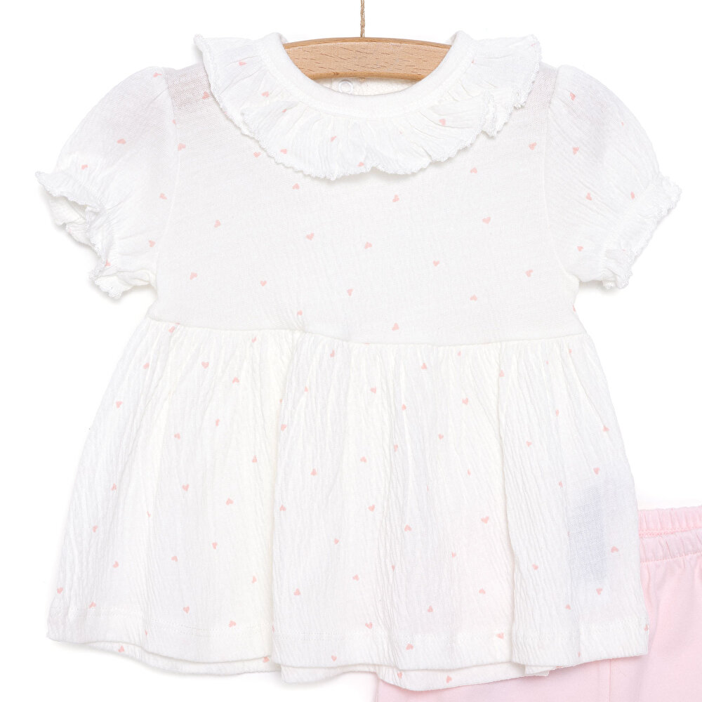 Yenidoğan Mini Heart Tshirt - Şort Takım Kız Bebek
