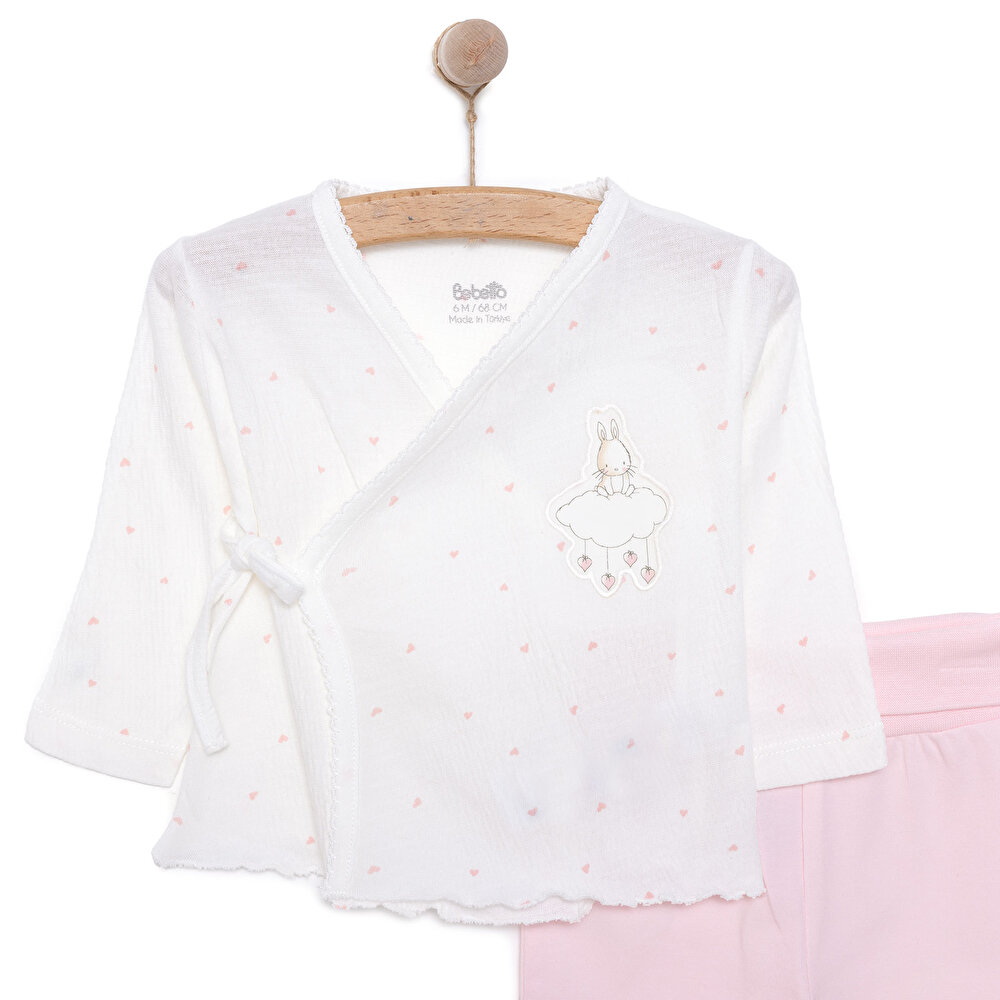 Yenidoğan Mini Heart Zıbın-Şapka-Patikli Alt 3lü Set Kız Bebek