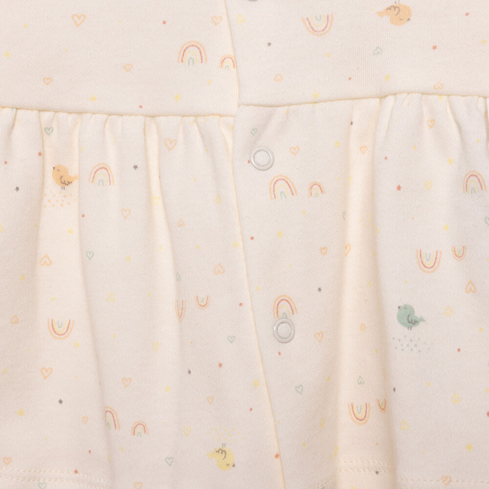 Yenidoğan Organic Colorful Birds  Kız Hırka-Patikli Alt Kız Bebek