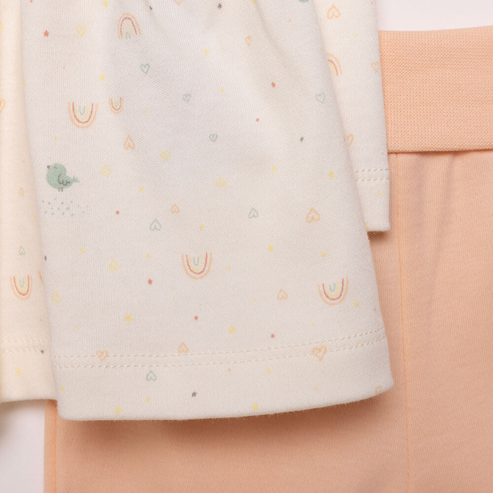 Yenidoğan Organic Colorful Birds  Kız Hırka-Patikli Alt Kız Bebek