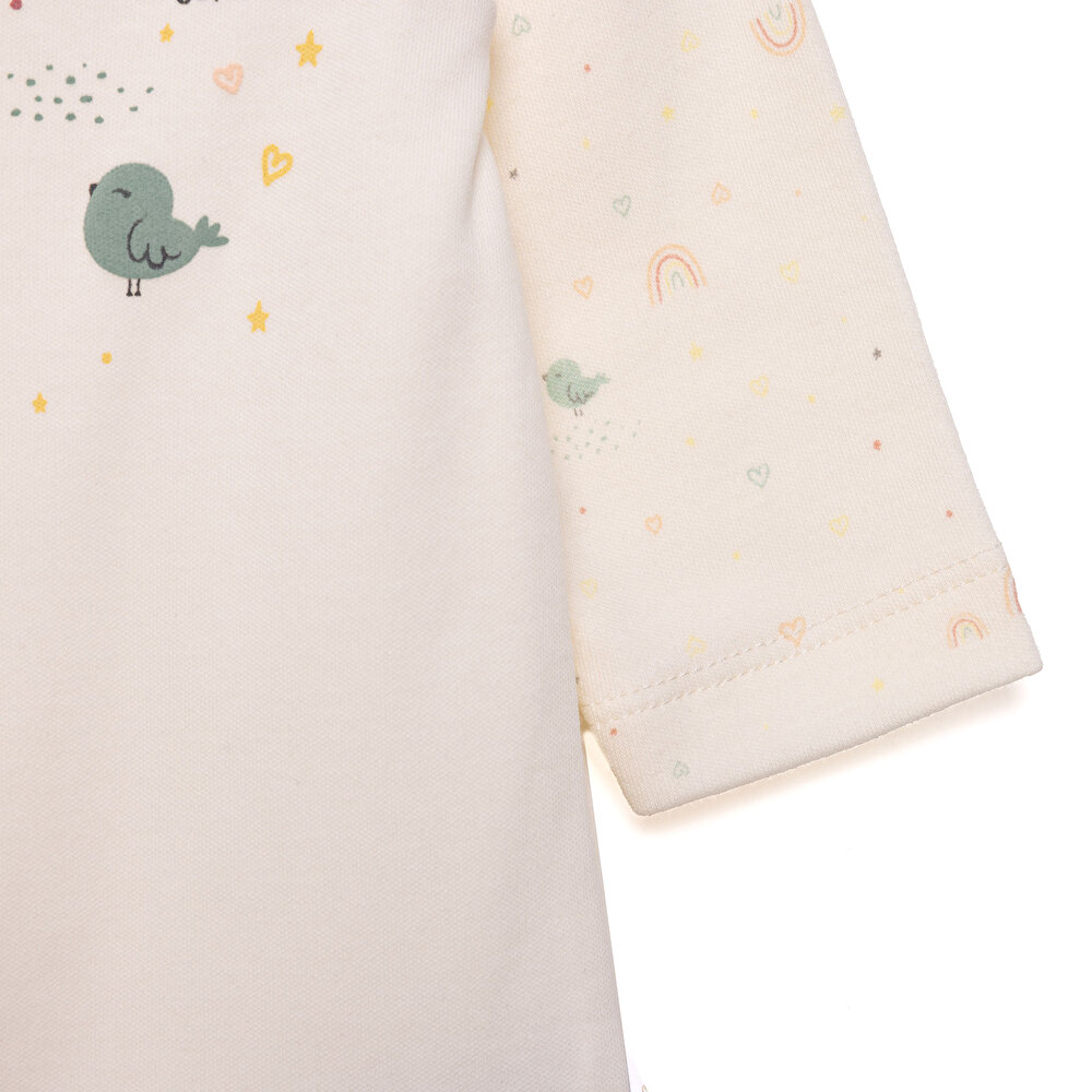 Yenidoğan Organic Colorful Birds Patikli Tulum Kız Kız Bebek