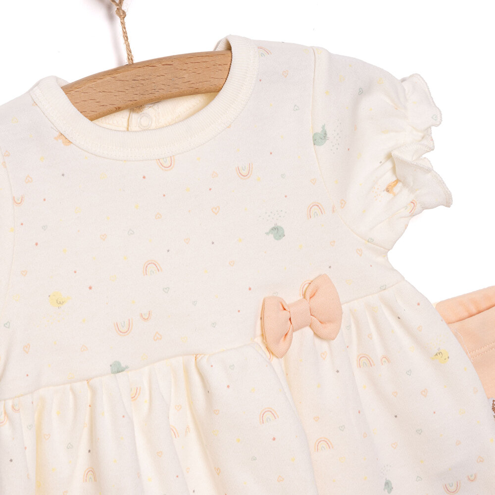 Yenidoğan Organic Colorful Birds Tshirt-Tayt Kız Kız Bebek
