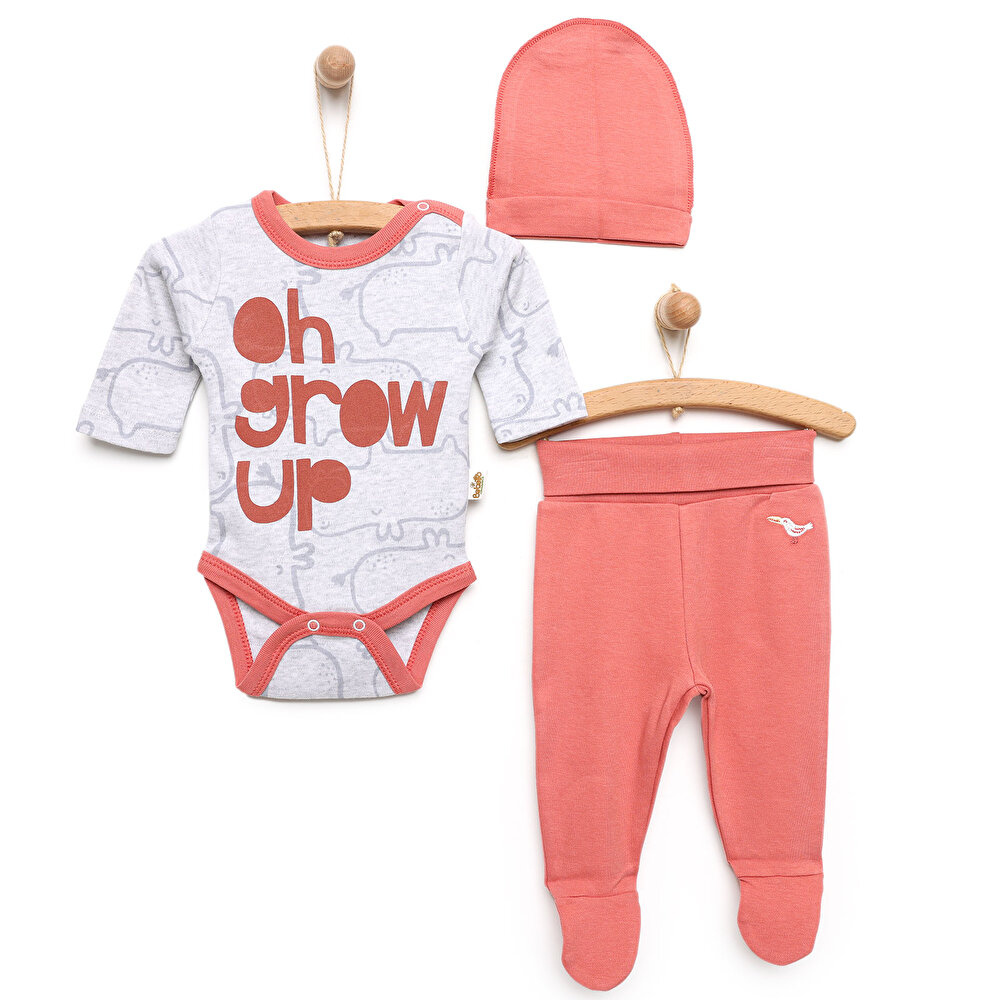 Yenidoğan Organic Little Guy Body-Patikli Alt-Şapka 3lü Set Erkek Bebek