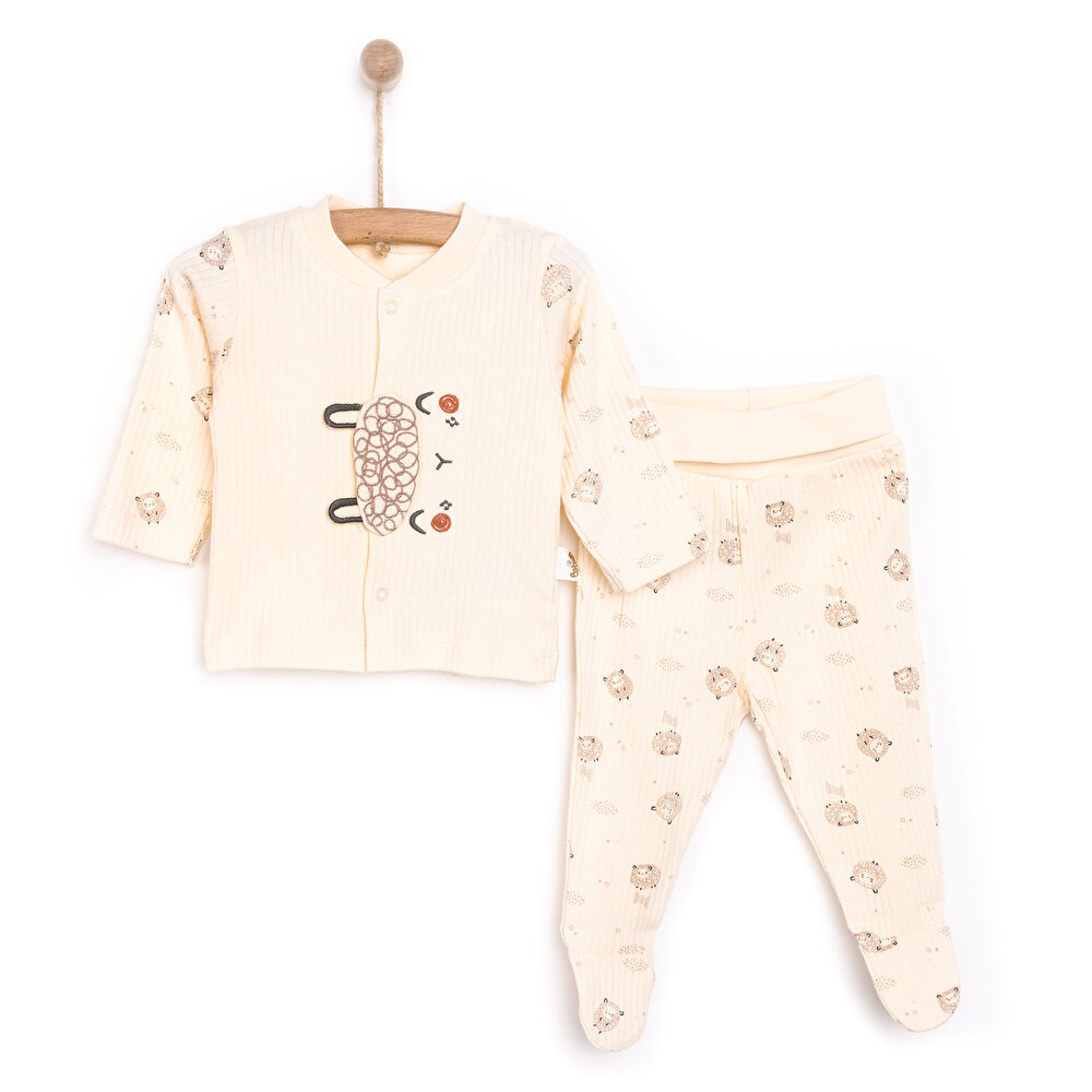 Yenidoğan Organic Little Lamb Kız Hırka-Patikli Alt Kız Bebek