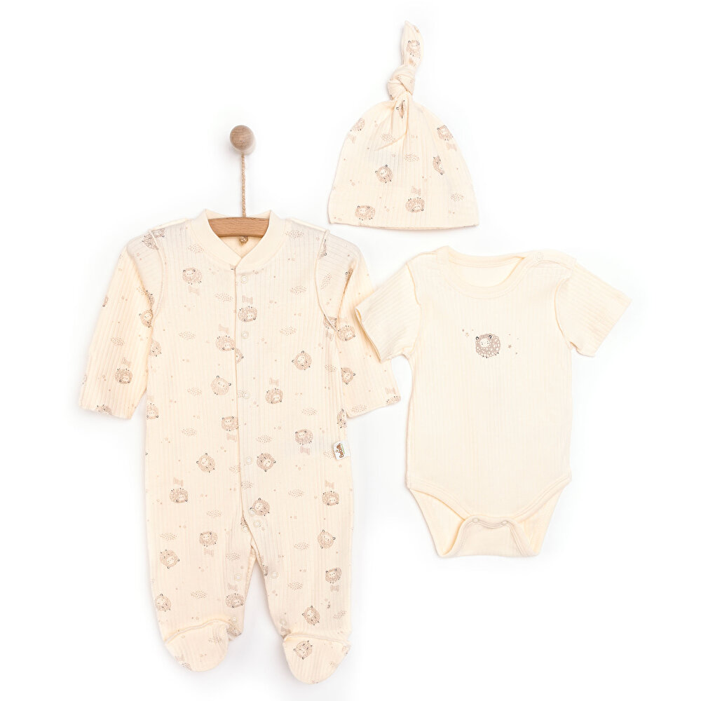 Yenidoğan Organic Little Lamb Tulum-Body-Şapka 3lü Set Kız Bebek