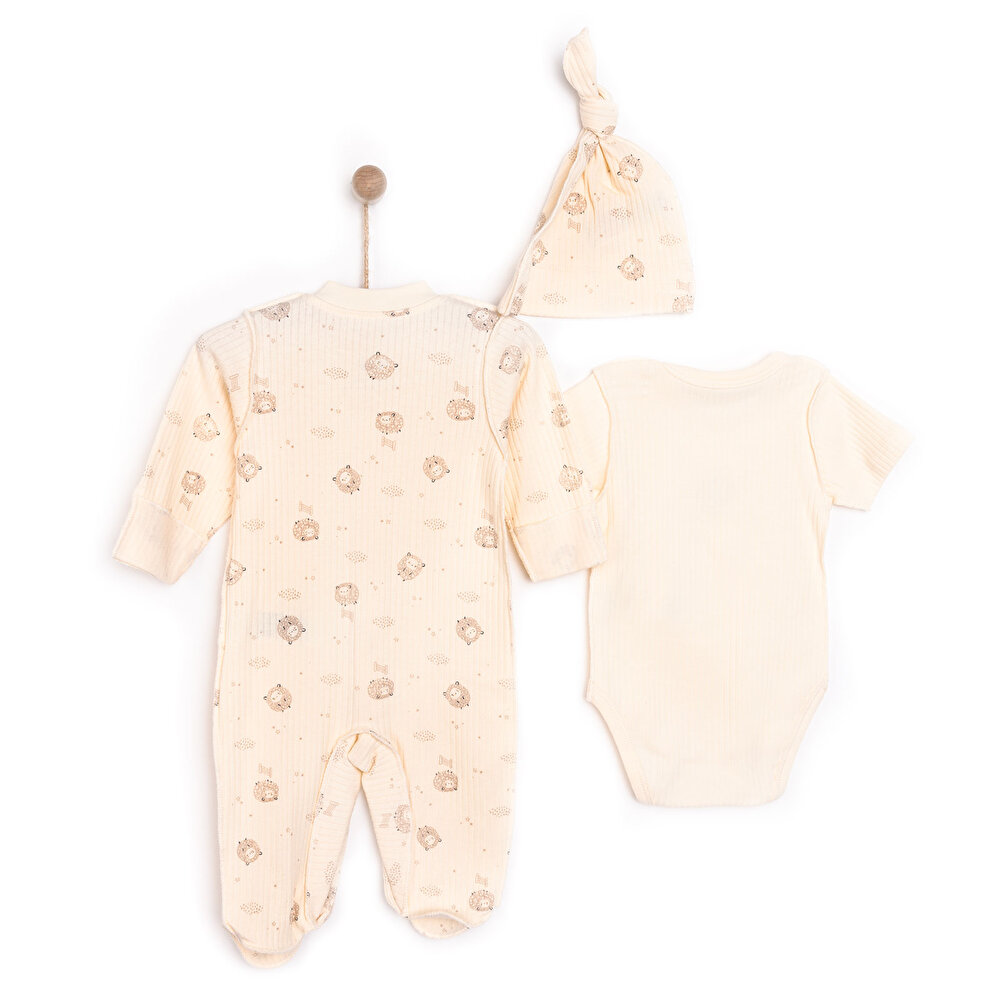 Yenidoğan Organic Little Lamb Tulum-Body-Şapka 3lü Set Kız Bebek