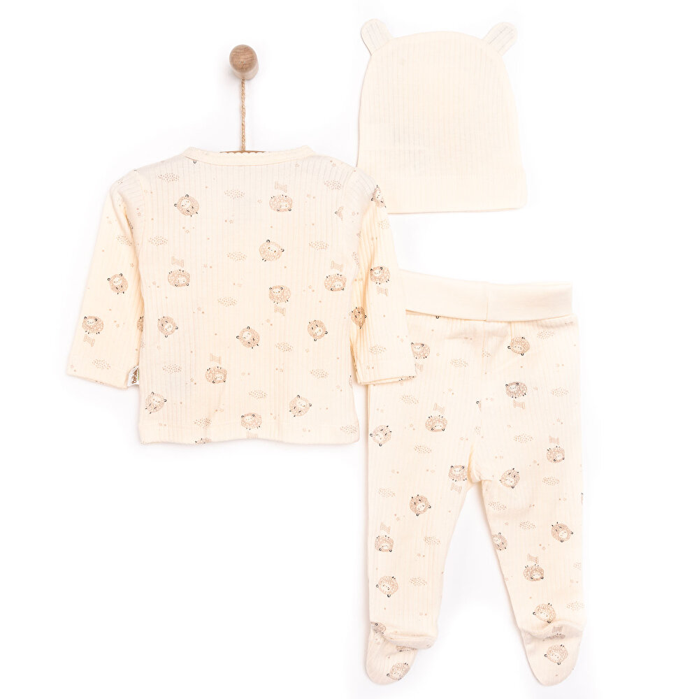 Yenidoğan Organic Little Lamb Zıbın-Şapka-Patikli Alt 3lü Set Kız Bebek