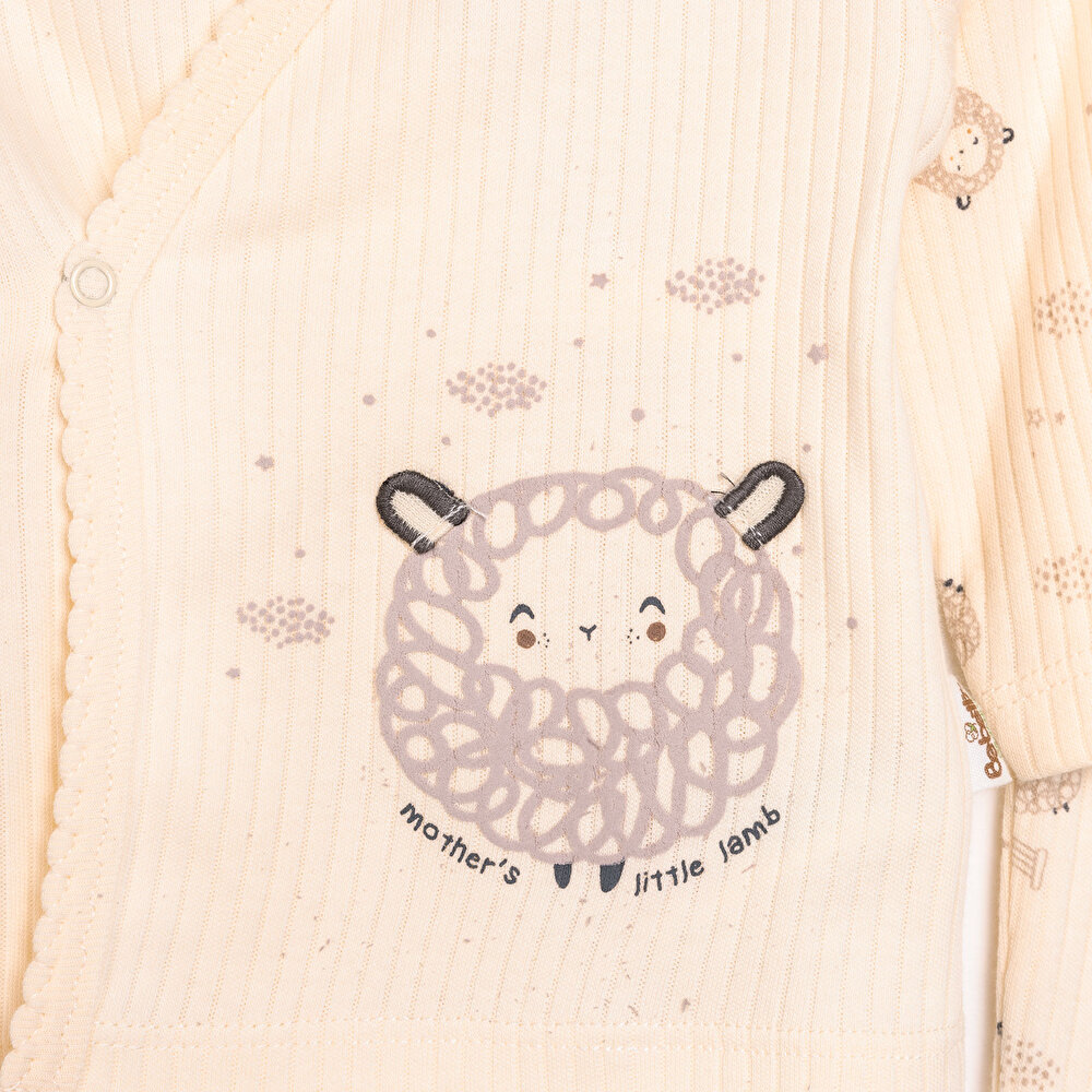 Yenidoğan Organic Little Lamb Zıbın-Şapka-Patikli Alt 3lü Set Kız Bebek