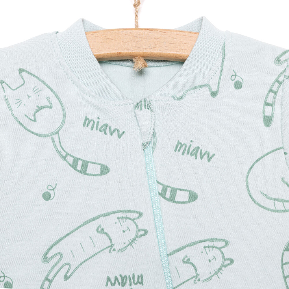 Yenidoğan Organic Sleepy Cat Patiksiz Tulum Unisex