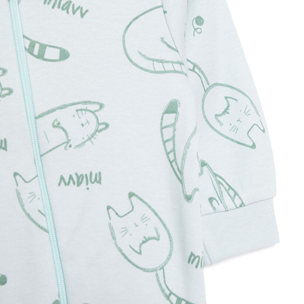 Yenidoğan Organic Sleepy Cat Patiksiz Tulum Unisex