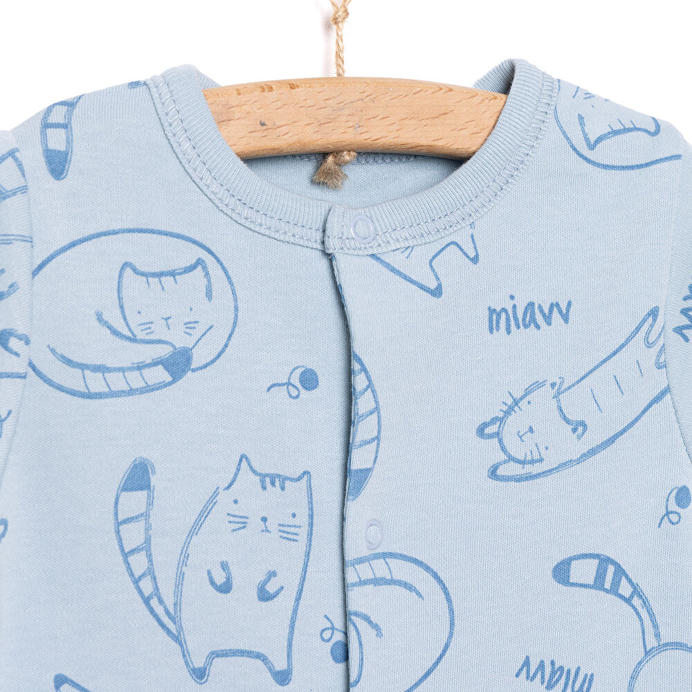 Yenidoğan Organic Sleepy Cat Uni Kısa Tulum Unisex