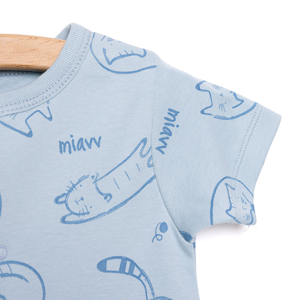 Yenidoğan Organic Sleepy Cat Uni Kısa Tulum Unisex